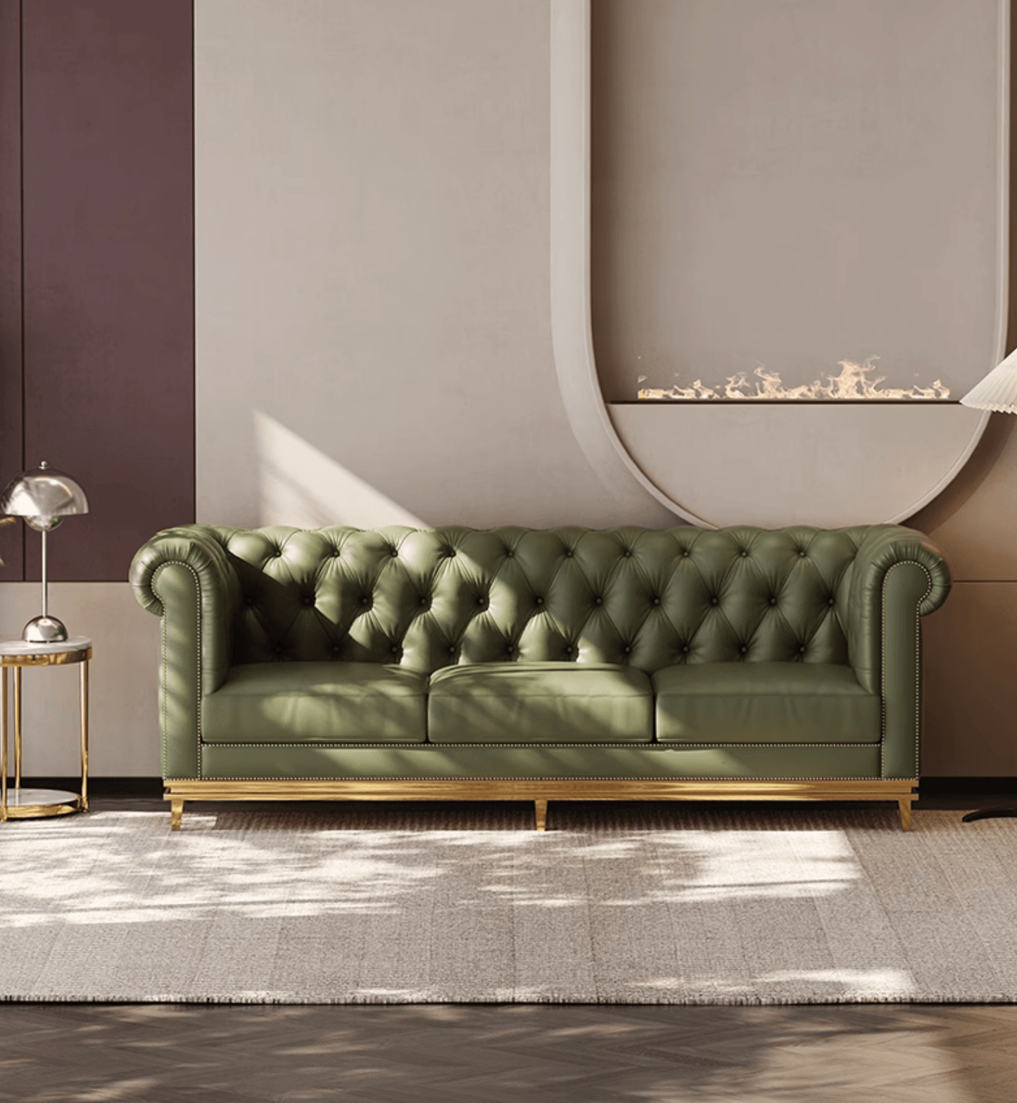 Abbado Chesterfield Three Seater Sofa, Real Leather