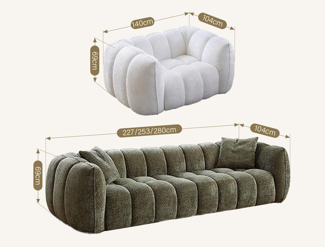 Winslow Pumpin Two Seater, Three Seater Sofa, Boucle