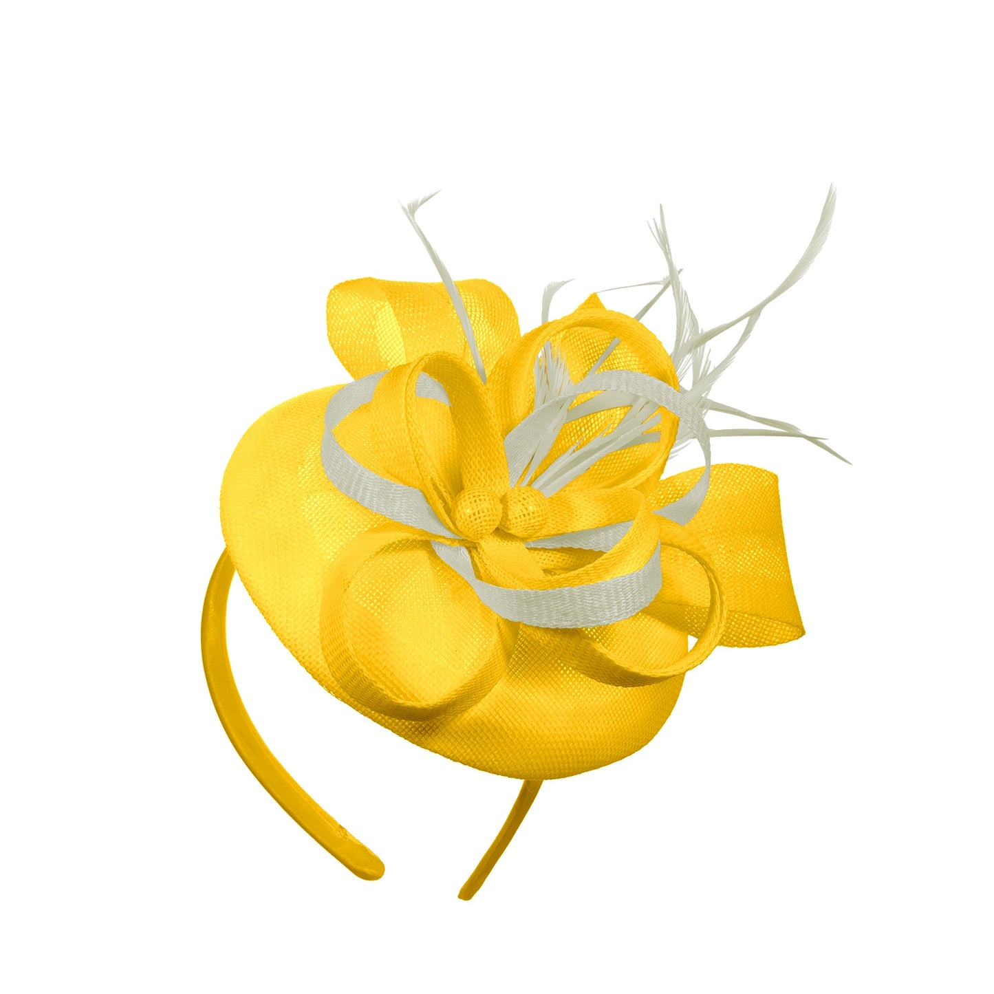 Yellow Cream Mix Round Pillbox Bow Sinamay Headband Fascinator Weddings Ascot Hatinator Races