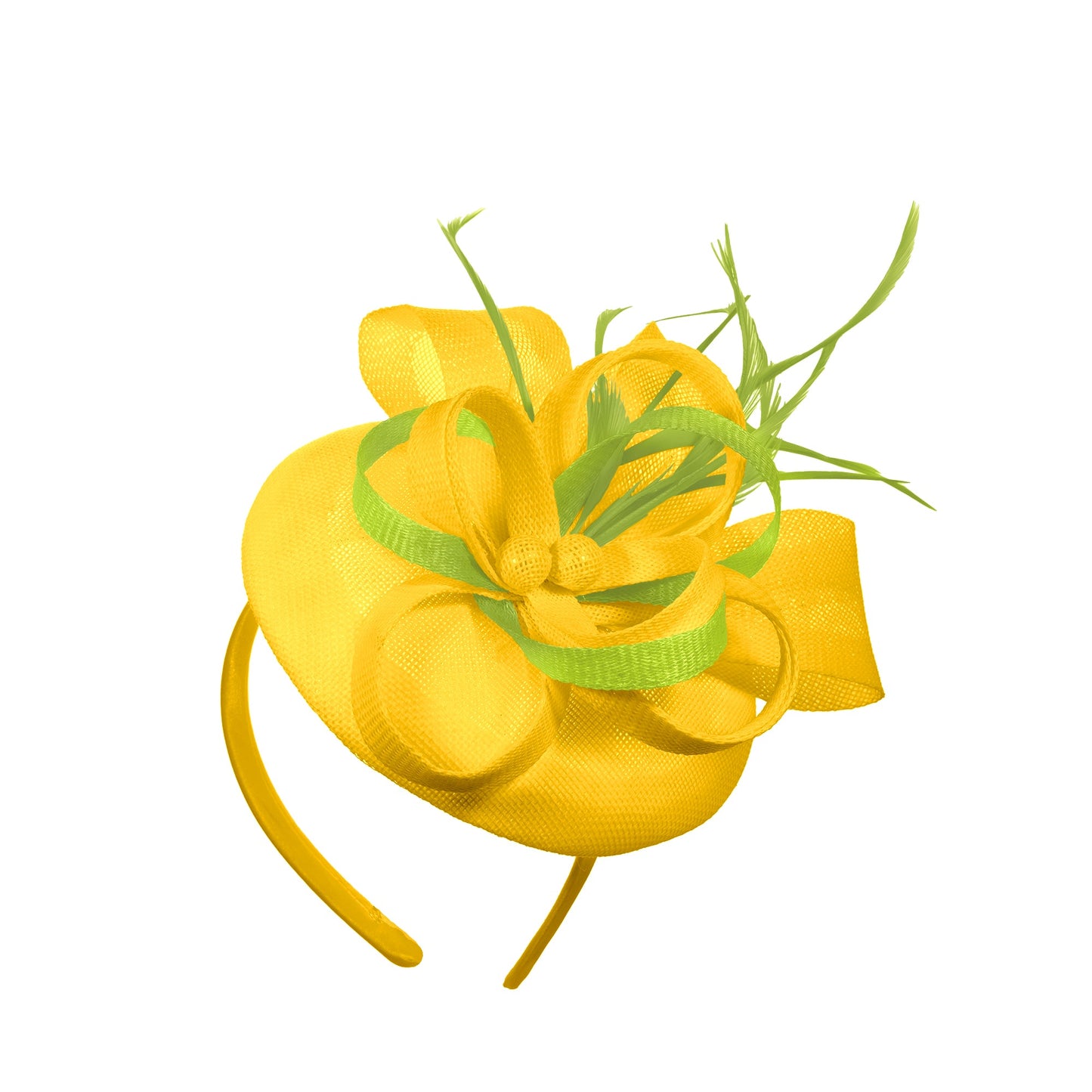 Yellow Lime Mix Round Pillbox Bow Sinamay Headband Fascinator Weddings Ascot Hatinator Races
