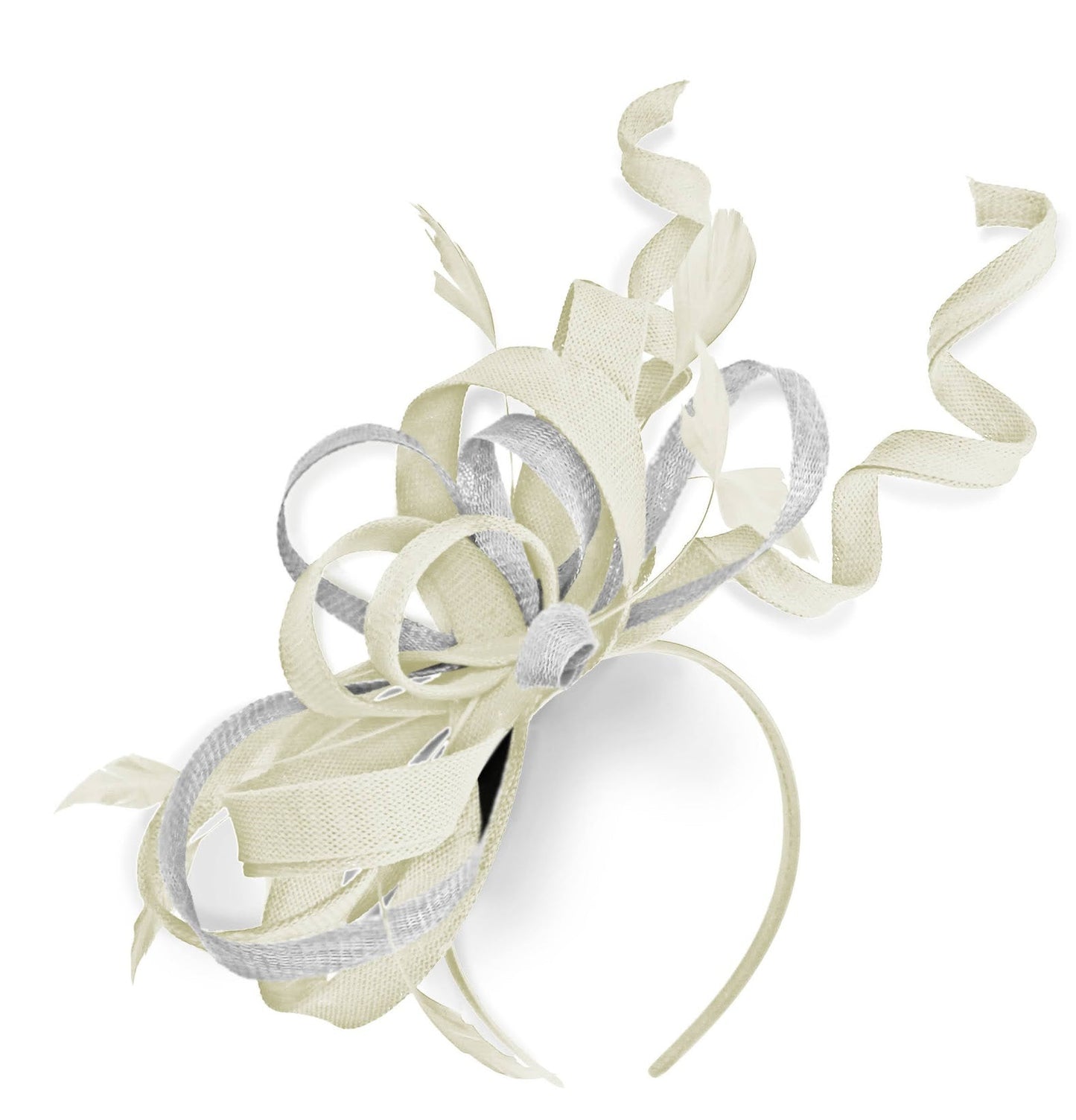 Caprilite Cream Ivory and White Wedding Swirl Fascinator Headband Alice Band Ascot Races Loop Net
