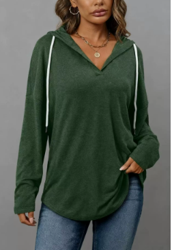Autumn New Women's V-neck Sweatshirt Hooded Long Sleeve