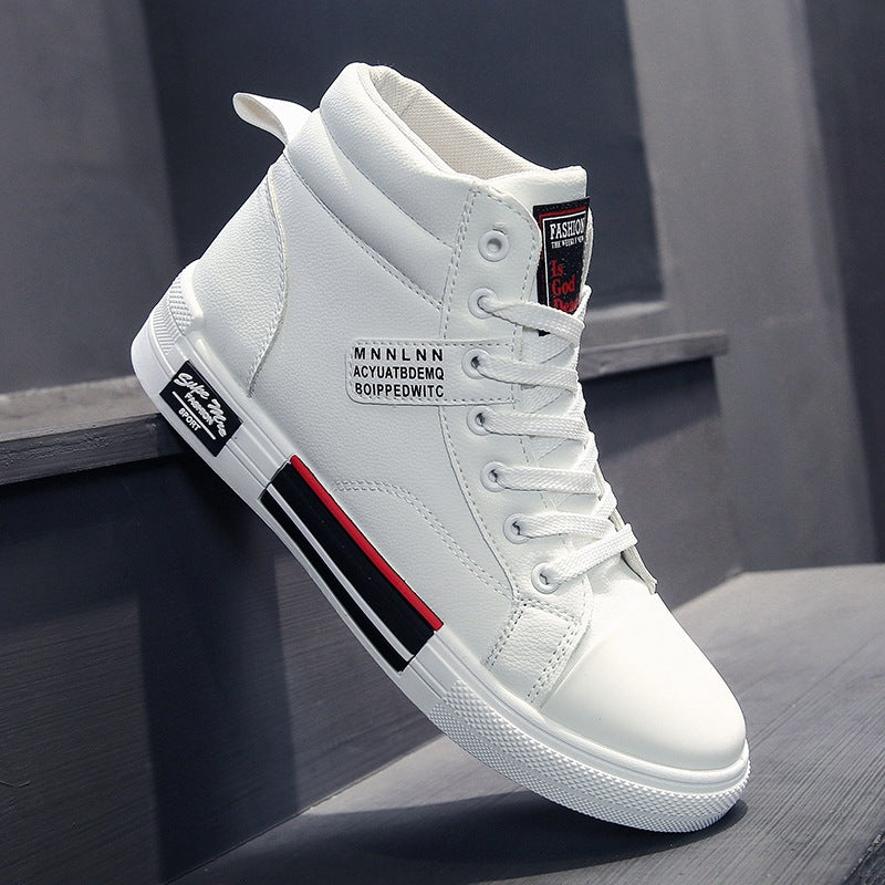 White Men Casual Tennis Comfortable Lace-up Leather Casua Walking Shoes