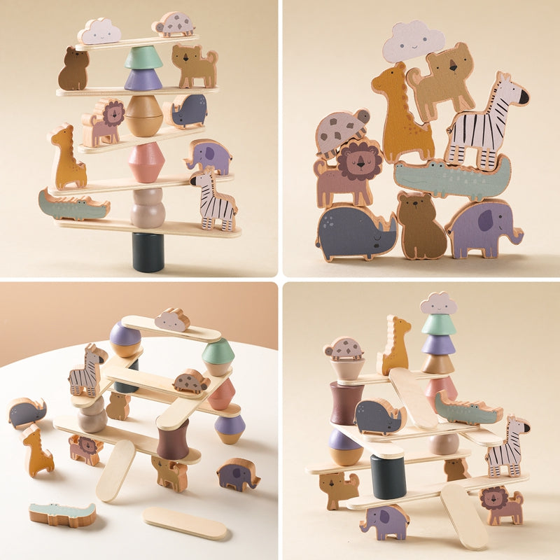 Building Blocks Animal Stacking Balance Wood Educational Toys