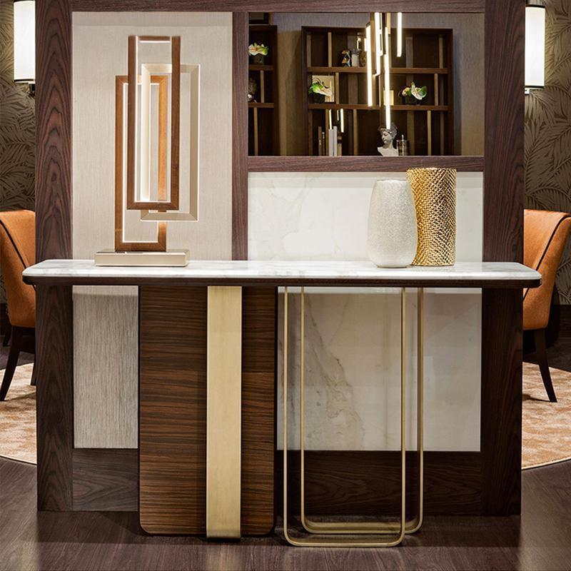 Barbican Console Table, Gold And Rosewood