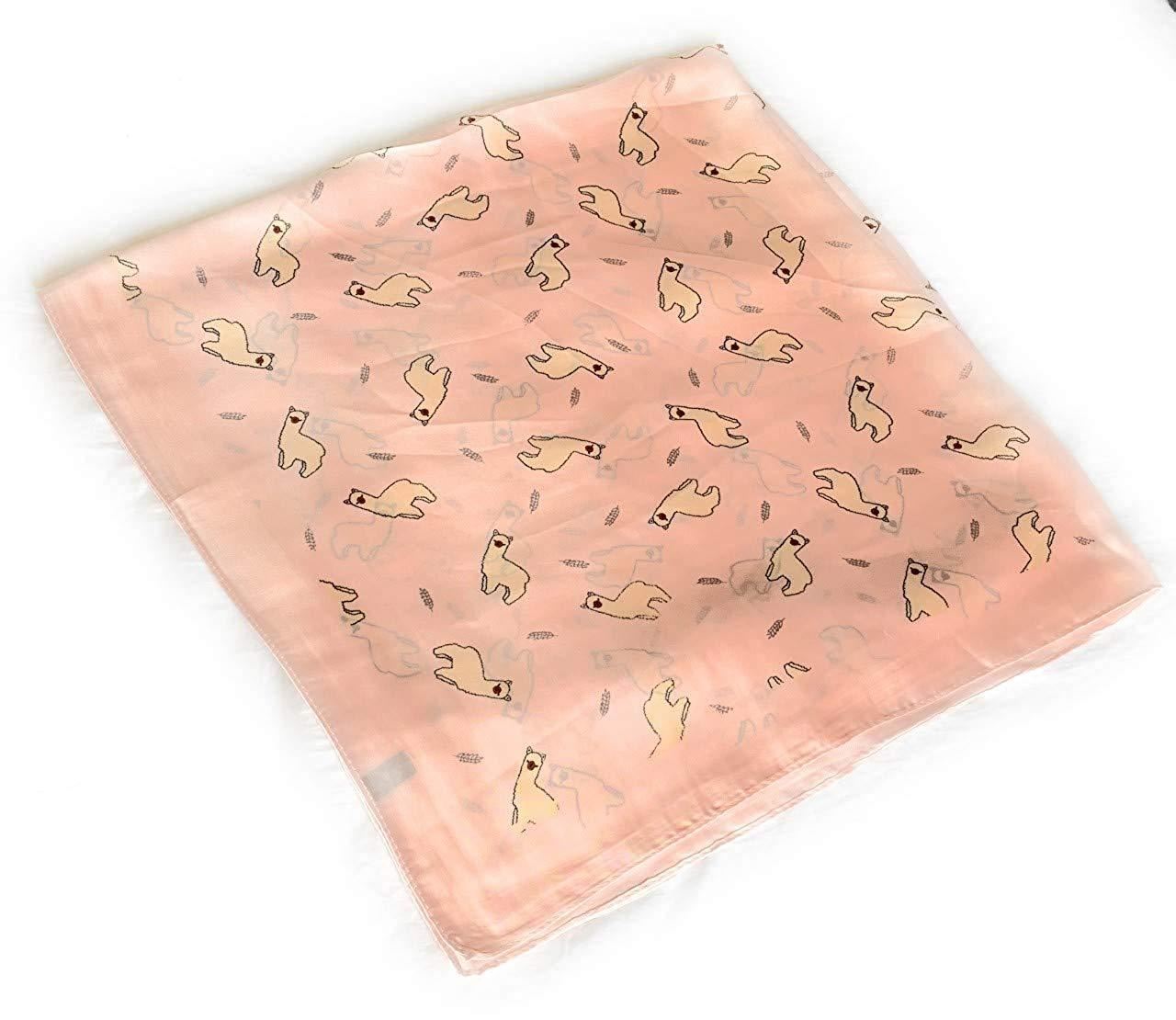 Blush Pink Llama Patter Womens Thin Spring Silk Scarf