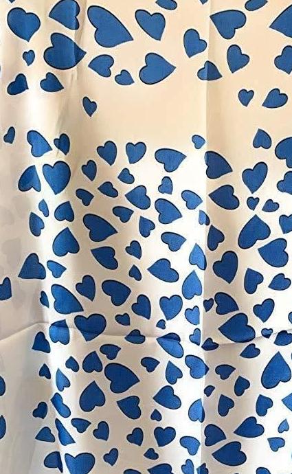 Royal Blue Hearts Scarf Thin Silky Womens Summer Spring