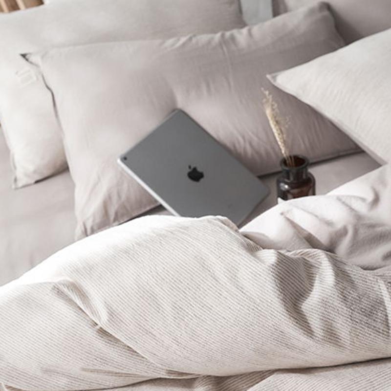 CA098 Linen Duvet Cover + Bed Sheet + 2 Pillowcases, King, More Patterns Available