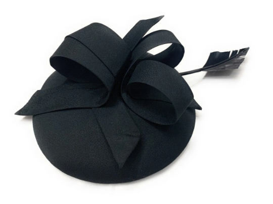 Black Pillbox Fascinator Swirl on Headband