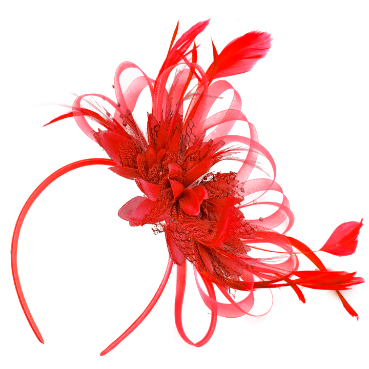 Scarlet Red Full Hoop Wedding Fascinator Headband