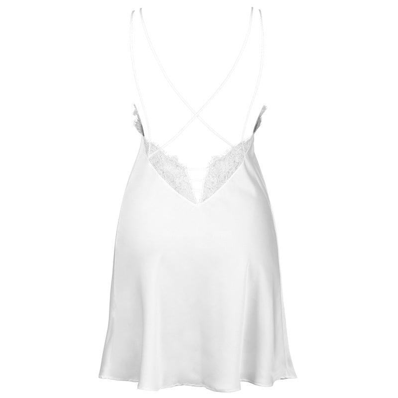 V-neck Sleeveless Comfortable Nightdress For Women Black And White