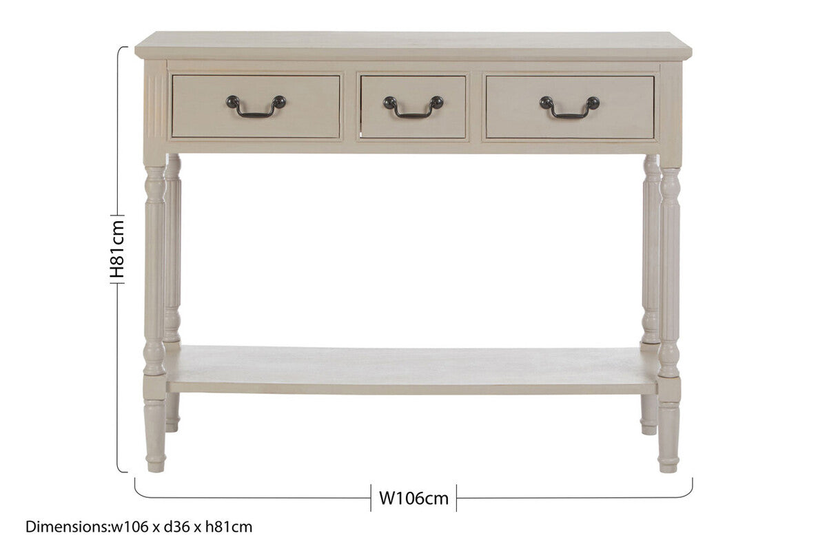 Grey Natural Wood Two-Tier Display Top Console Table with 2 Drawers and Carved Legs, Heritage