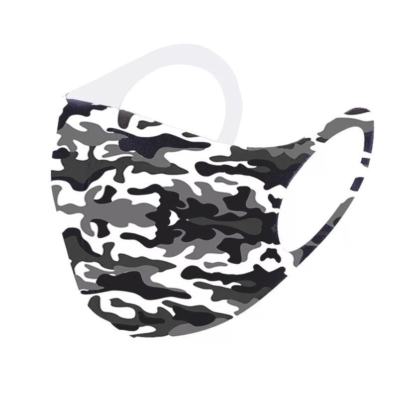 6 Pack Black Grey Camo Army Reusable Fabric Face Masks Covering Washable Adult Size