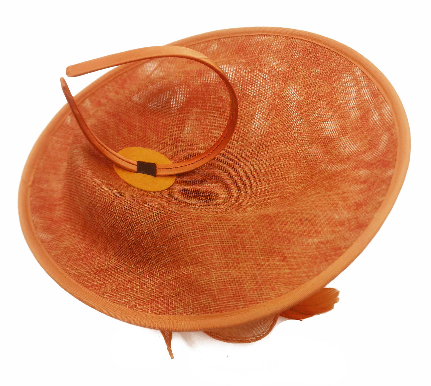 Caprilite Big Saucer Sinamay Orange & Silver Grey Mixed Colour Fascinator On Headband