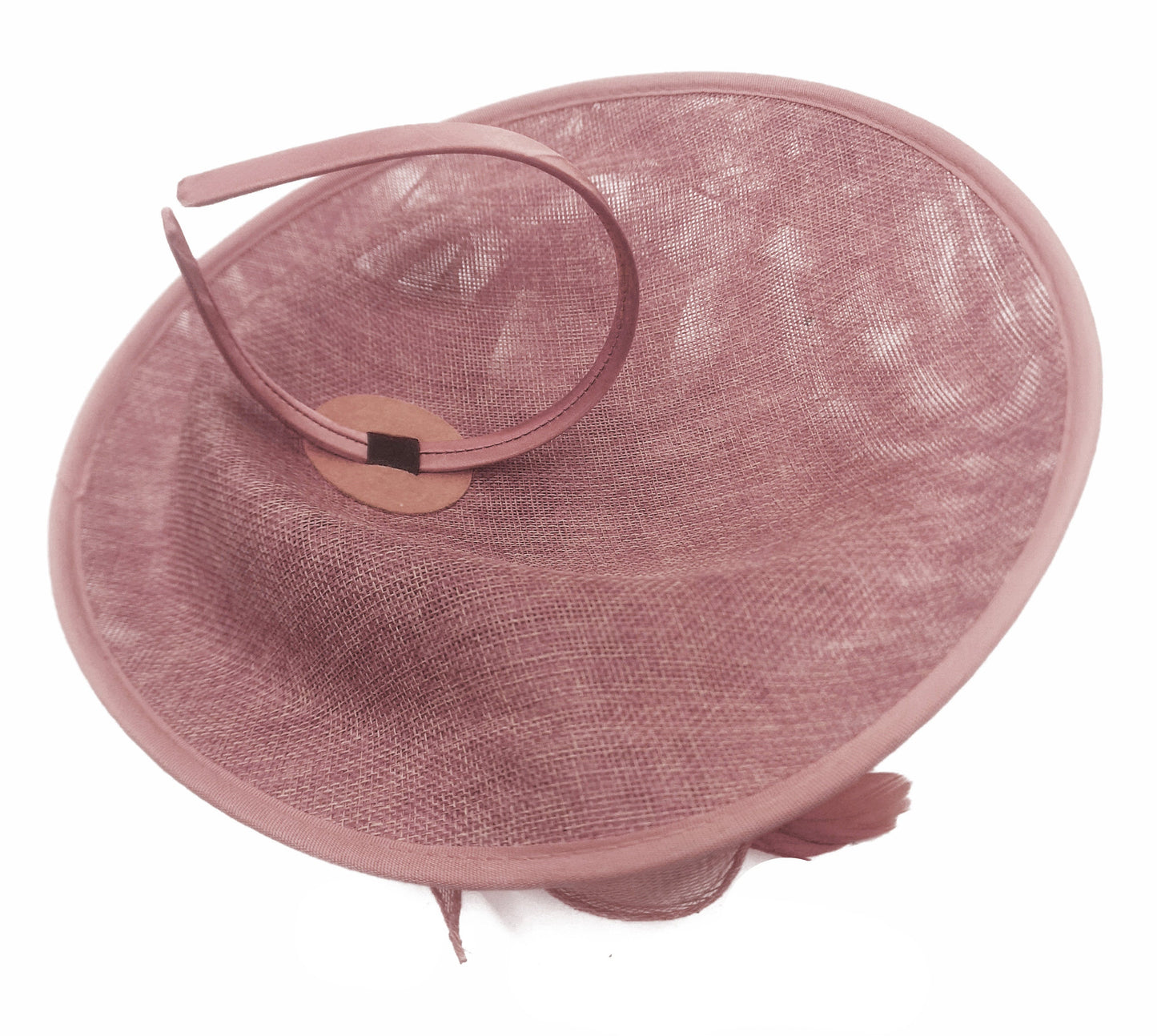 Caprilite Big Saucer Sinamay Dusty Pink & Red Mixed Colour Fascinator On Headband