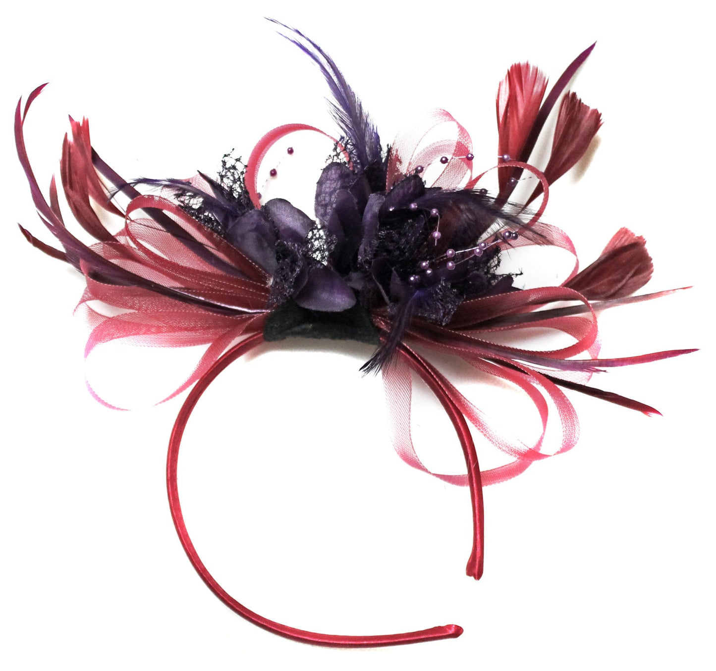 Caprilite Burgundy & Dark Purple Fascinator on Headband
