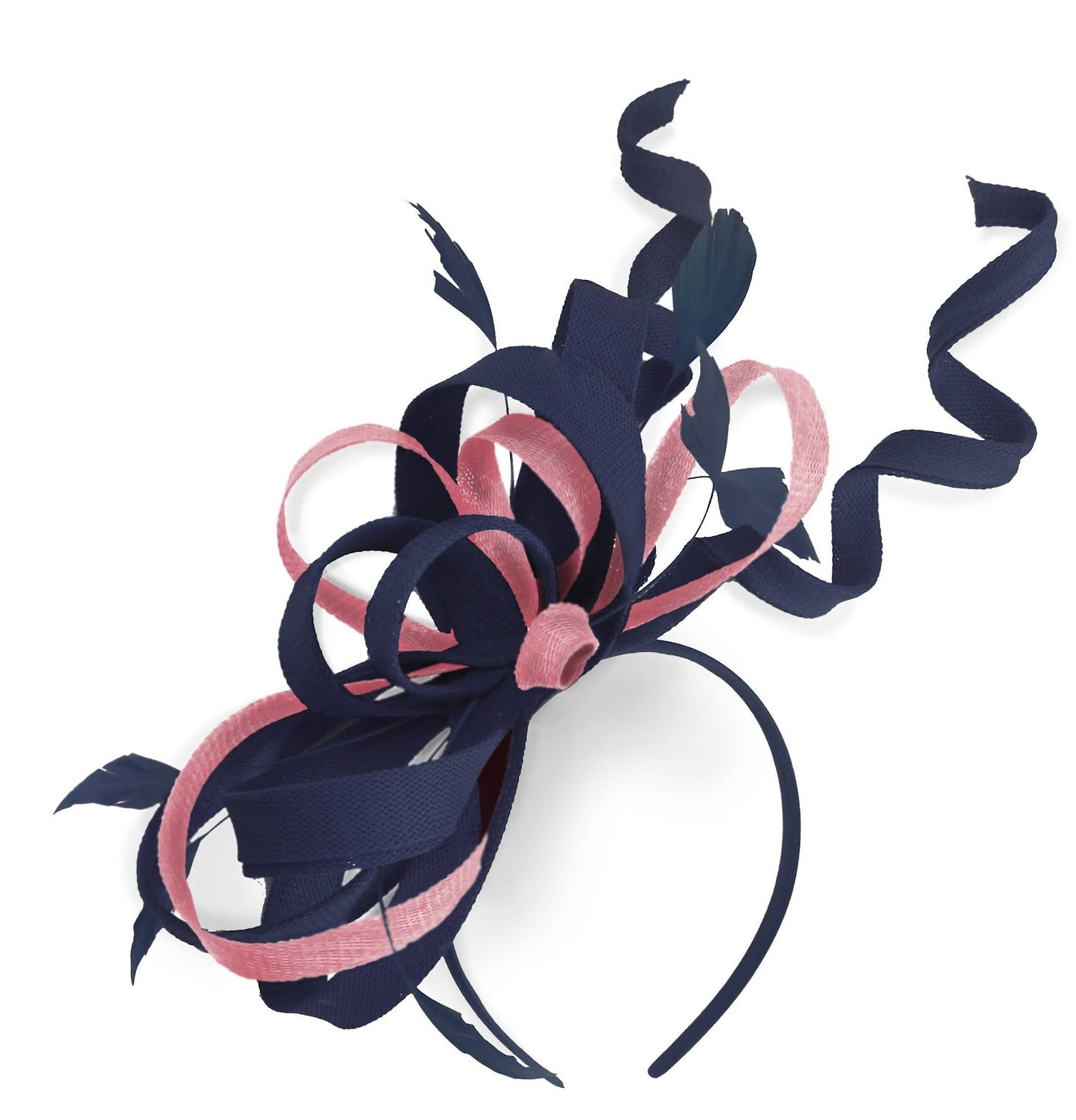 Caprilite Navy and Baby PinkWedding Swirl Fascinator Headband Alice Band Ascot Races Loop Net