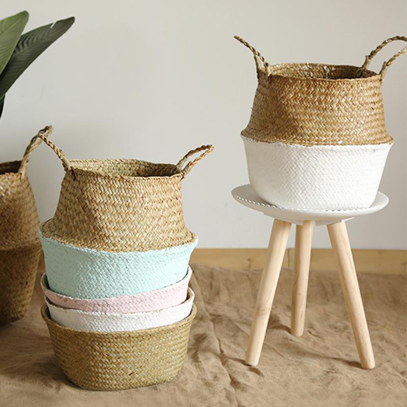 MI44 A Set Of Two Rattan Indoor Plant Stands