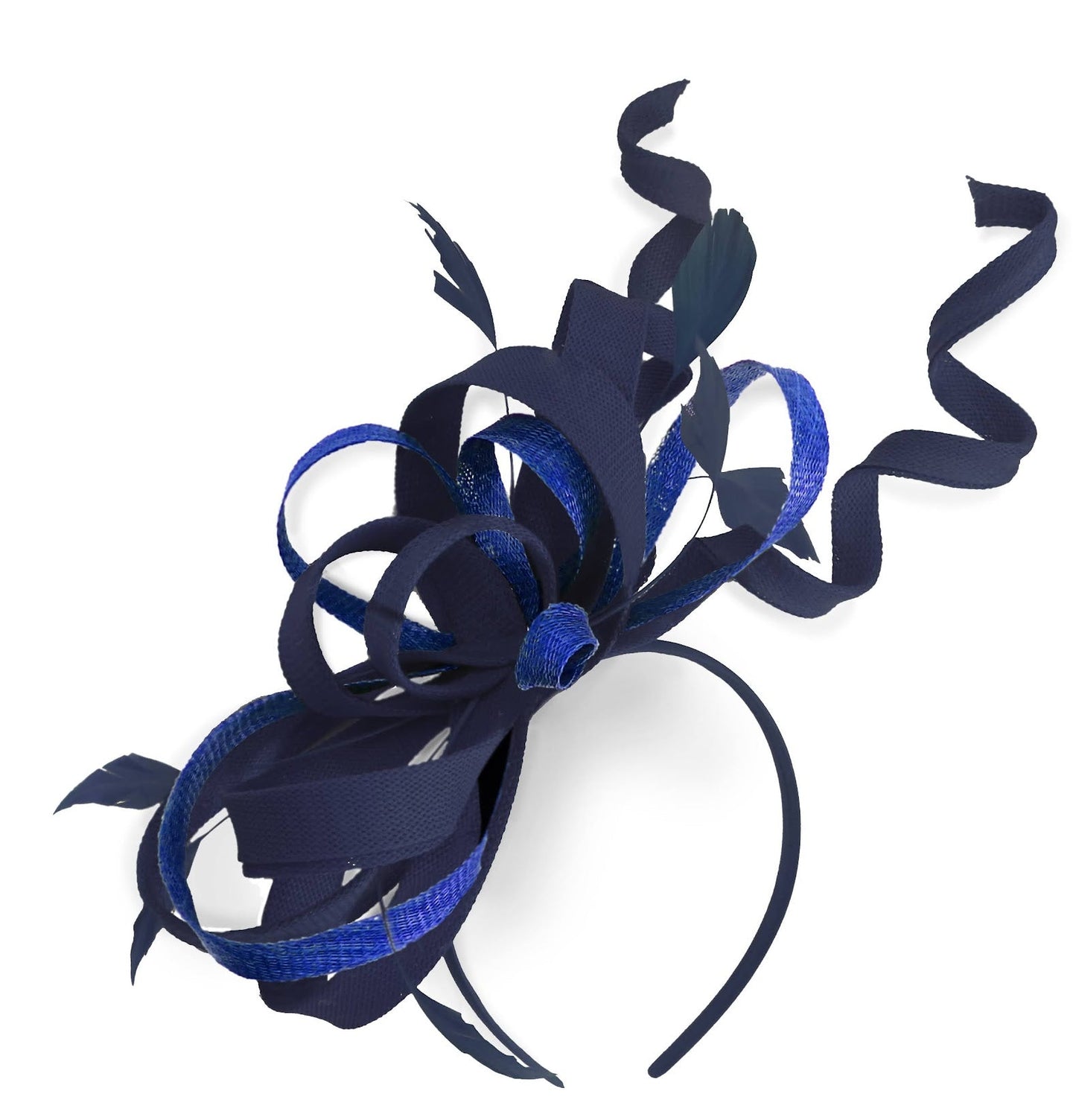 Caprilite Navy and Royal Blue Wedding Swirl Fascinator Headband Alice Band Ascot Races Loop Net
