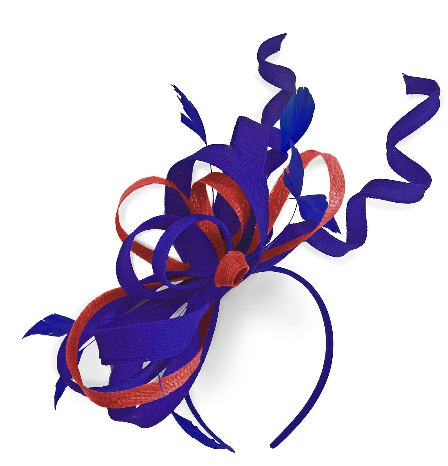Caprilite Royal Blue and Red Wedding Swirl Fascinator Headband Alice Band Ascot Races Loop Net