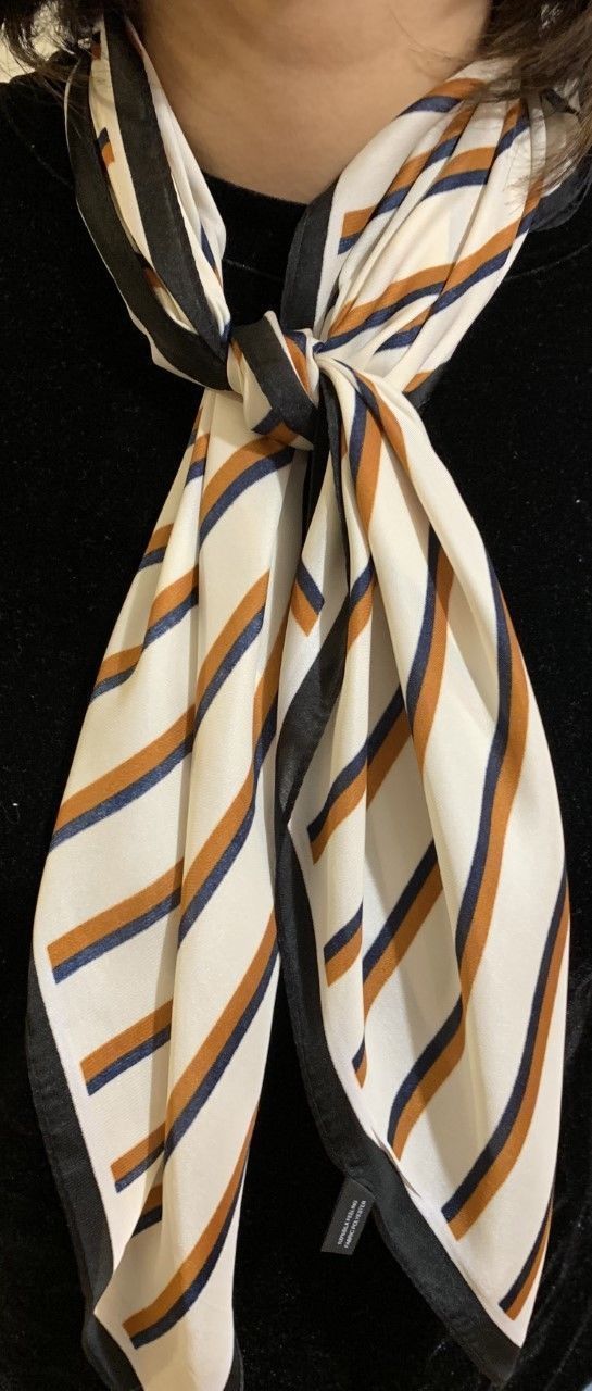 Burnt Orange and Cream Stripes Thin Scarf Spring and Summer