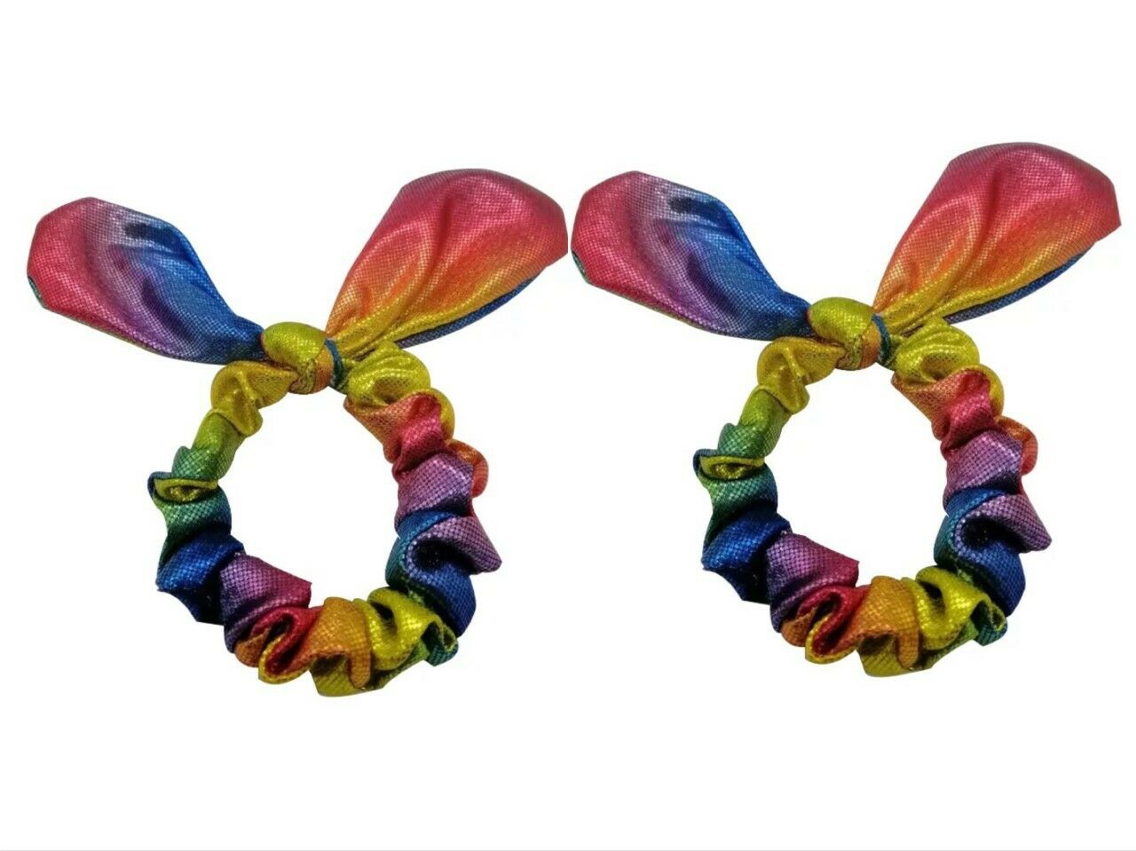 Pair of Rainbow Elastic Hair Scrunchies Elastic Band School