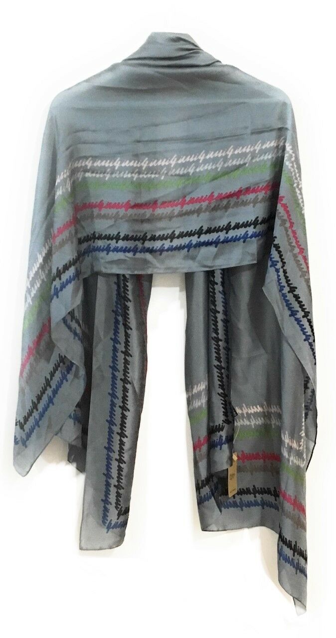 90x180cm Large Grey Graffiti Ladies Womens Maxi Scarf Hijab Shawl Pashmina Faux Silk