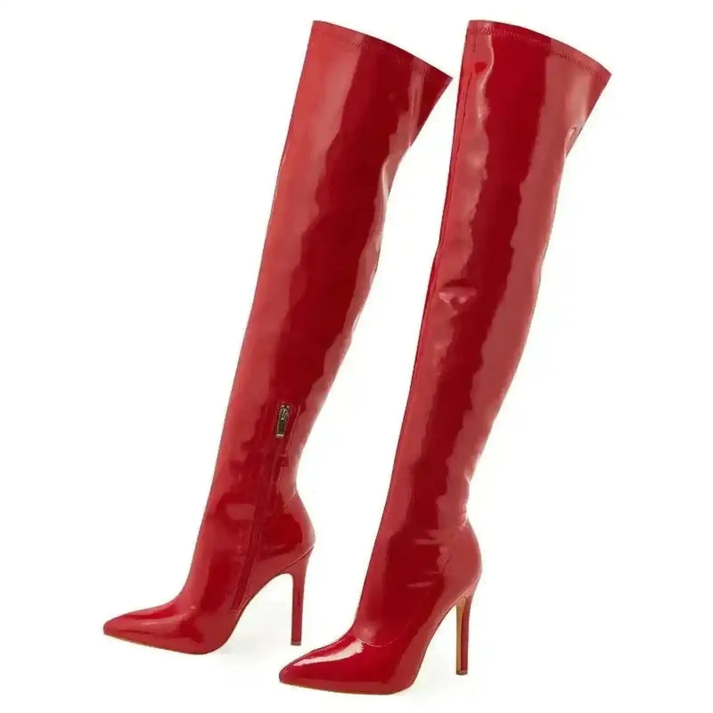 Shiny Stiletto High Heels Over-the-Knee Boots