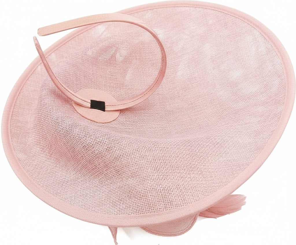 Caprilite Big Saucer Sinamay Baby Pink Light Fascinator On Headband