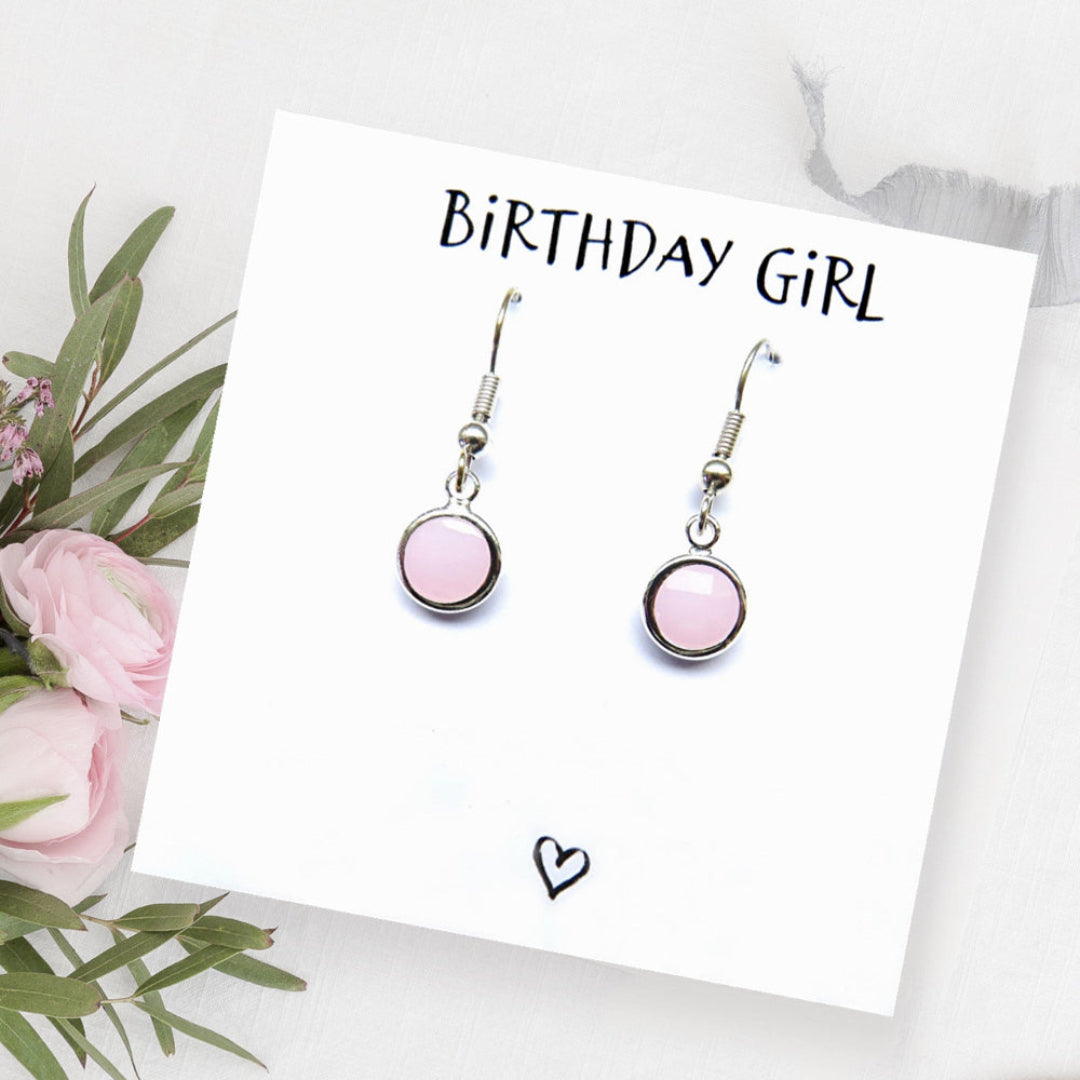 Birthstone Earrings & Birthday Girl Card