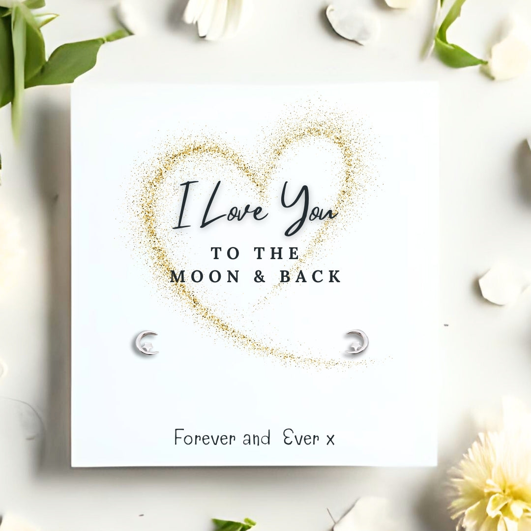 Love You To The Moon & Back Earrings with Gift Card