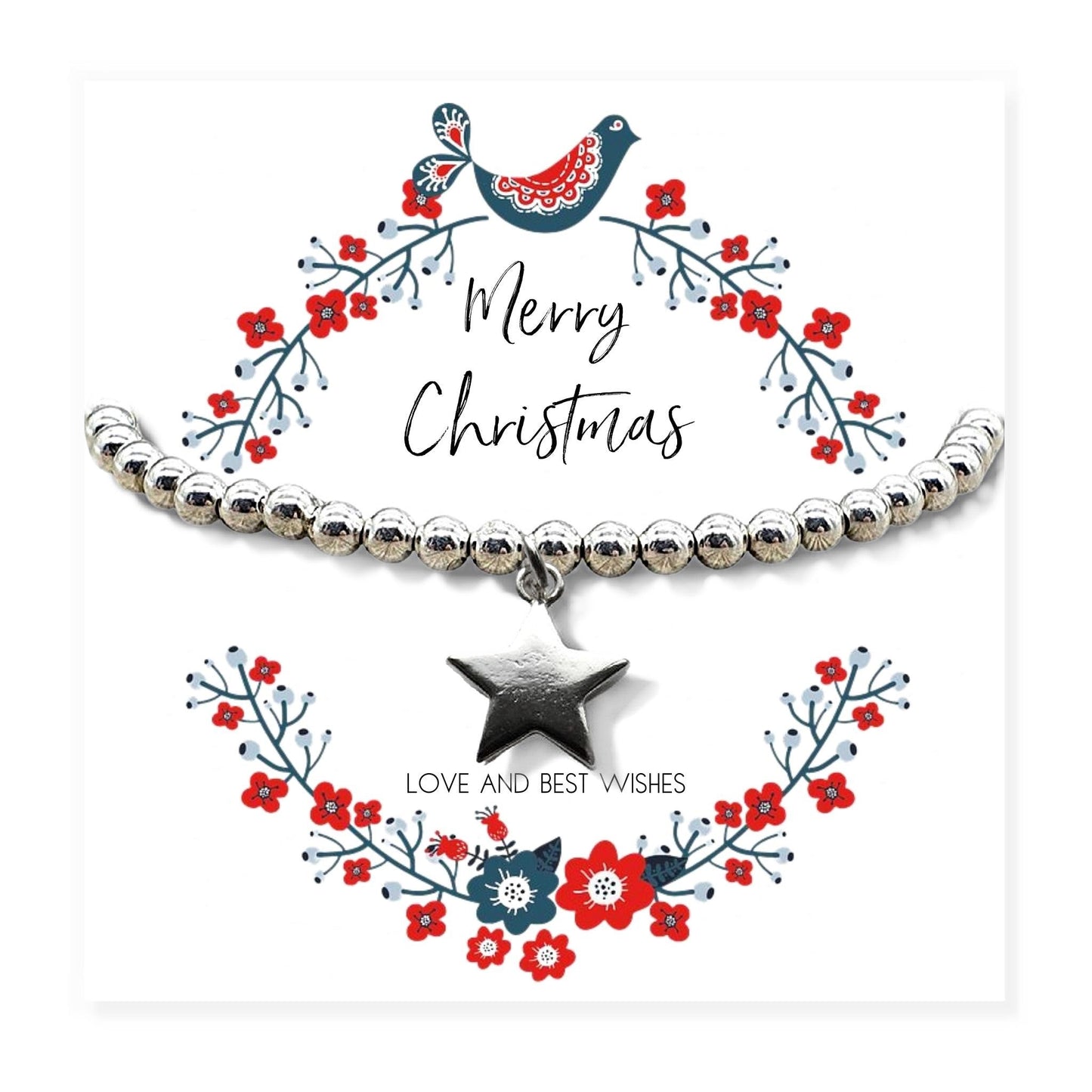 Christmas Star Beaded Bracelet & Gift Card