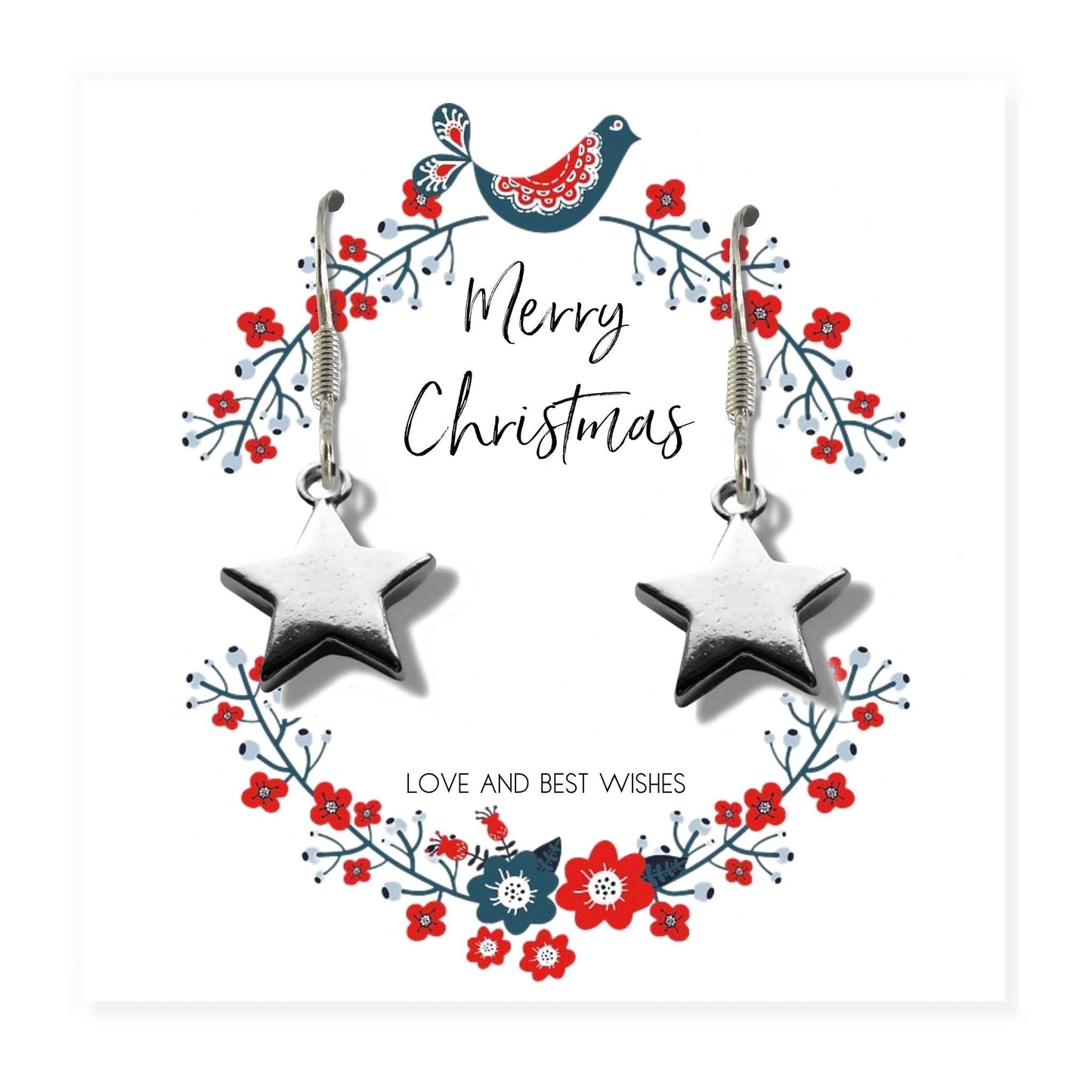 Small Merry Christmas Star Gift Hamper | Earrings, Chocolates & Candle