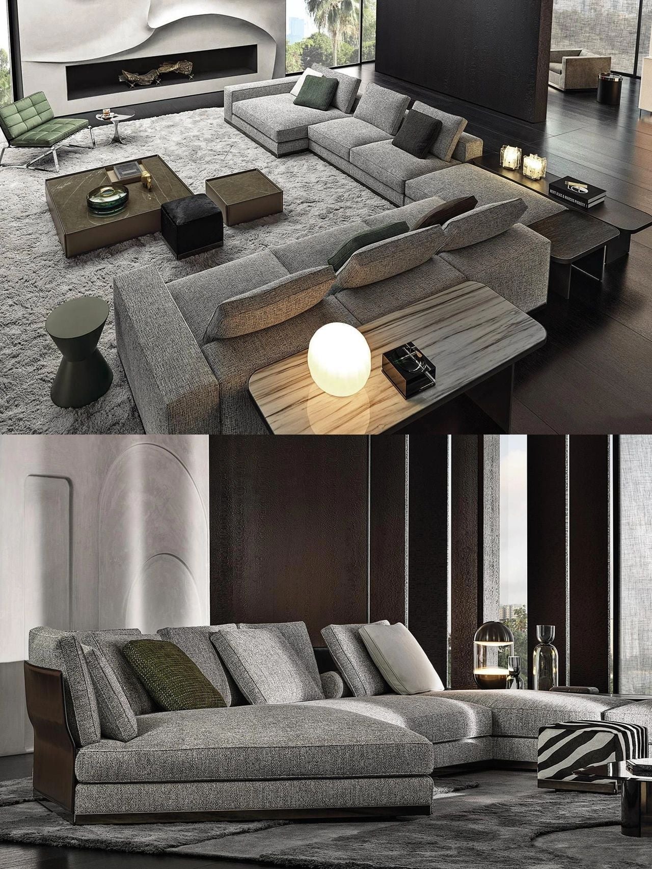 Gerry Five Seater, Six Seater Corner Sofa, Linen & Nappa Real Leather