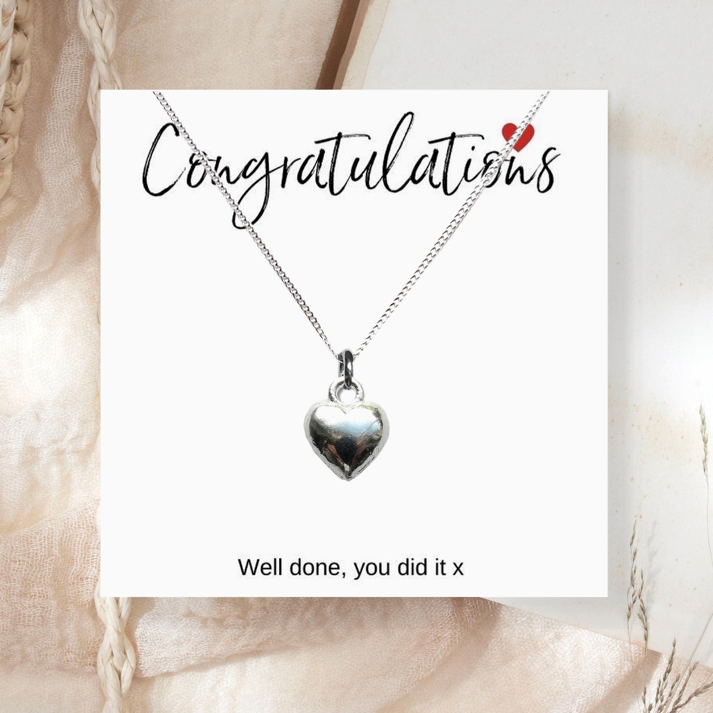 Congratulations Heart Charm Necklace & Gift Card