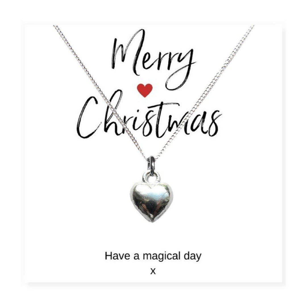 Merry Christmas Gift Hamper | Silver Heart Necklace & Jewellery Box Gift