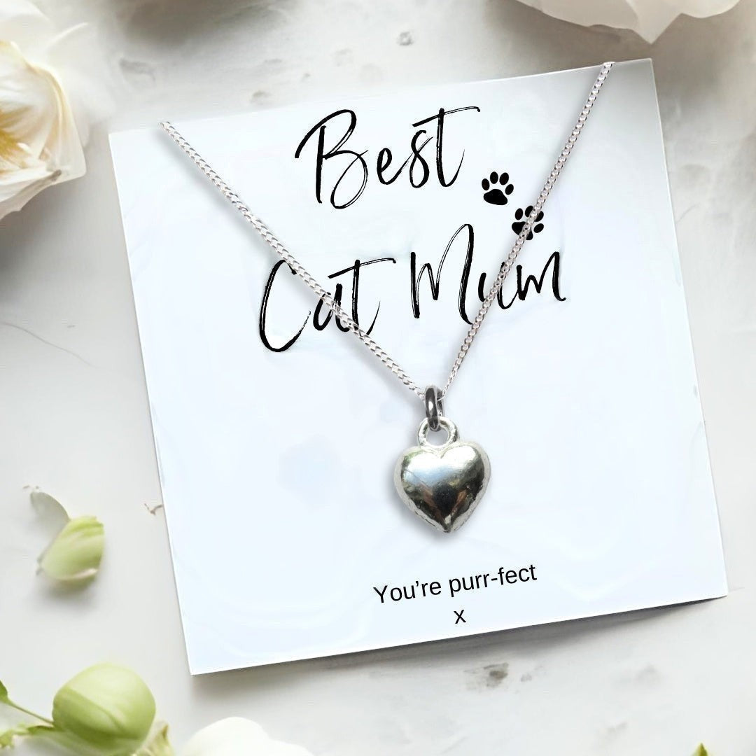 Small Best Cat Mum Gift Hamper Necklace Chocs & Candle