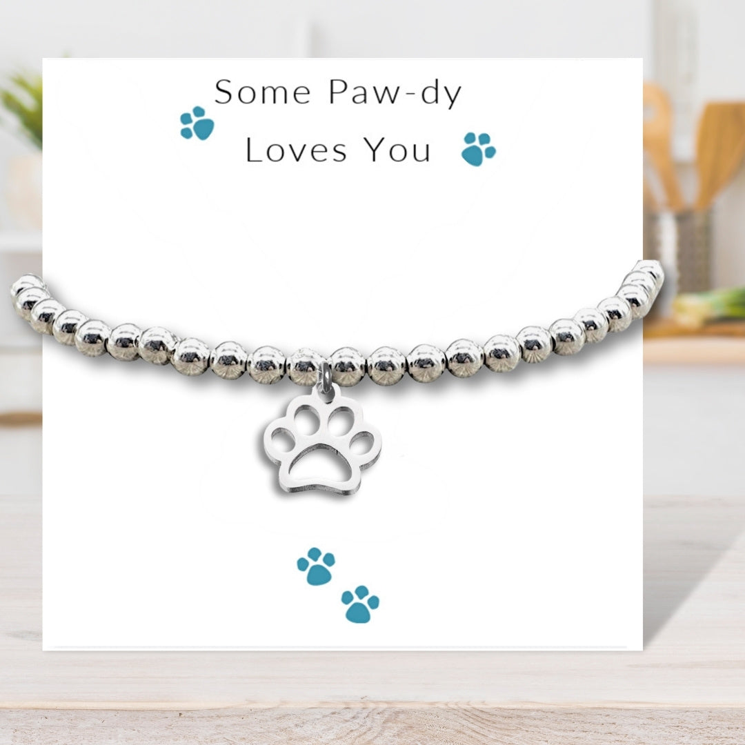 Some Paw-dy Loves You - Paw Print Bracelet & Gift Card