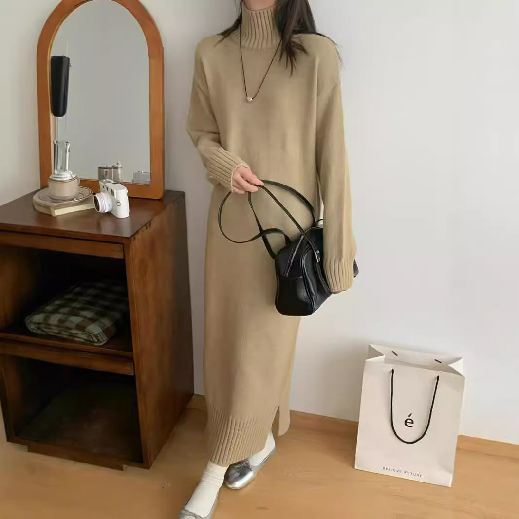 Idle Style Pullover Thickened Plus Size Bottoming Loose Knitted Dress Women