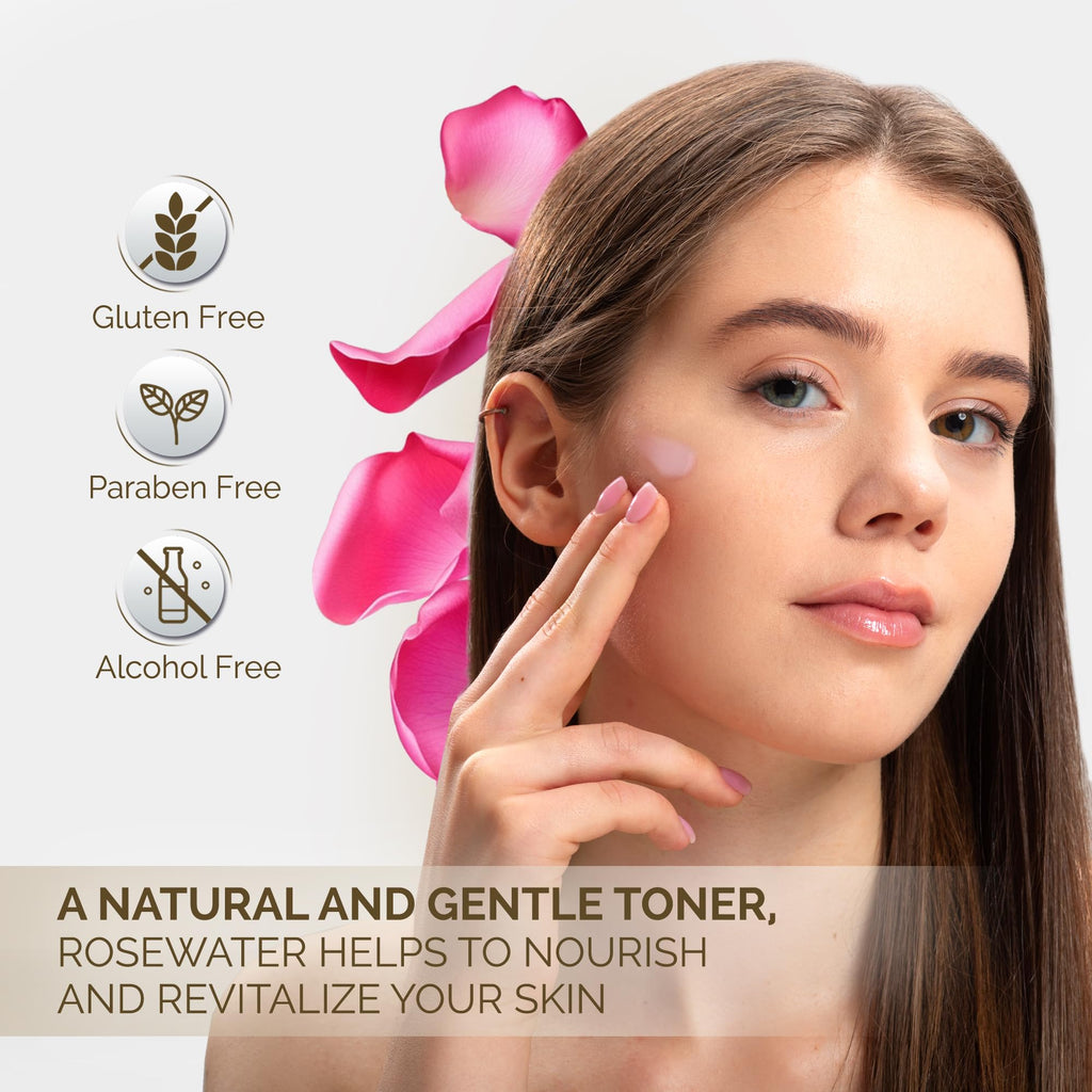 Rose Water Hydrating Toner Spray | Organic Aloe Vera & Hibiscus, Alcohol-Free, Dermatologist Tested, 120ml
