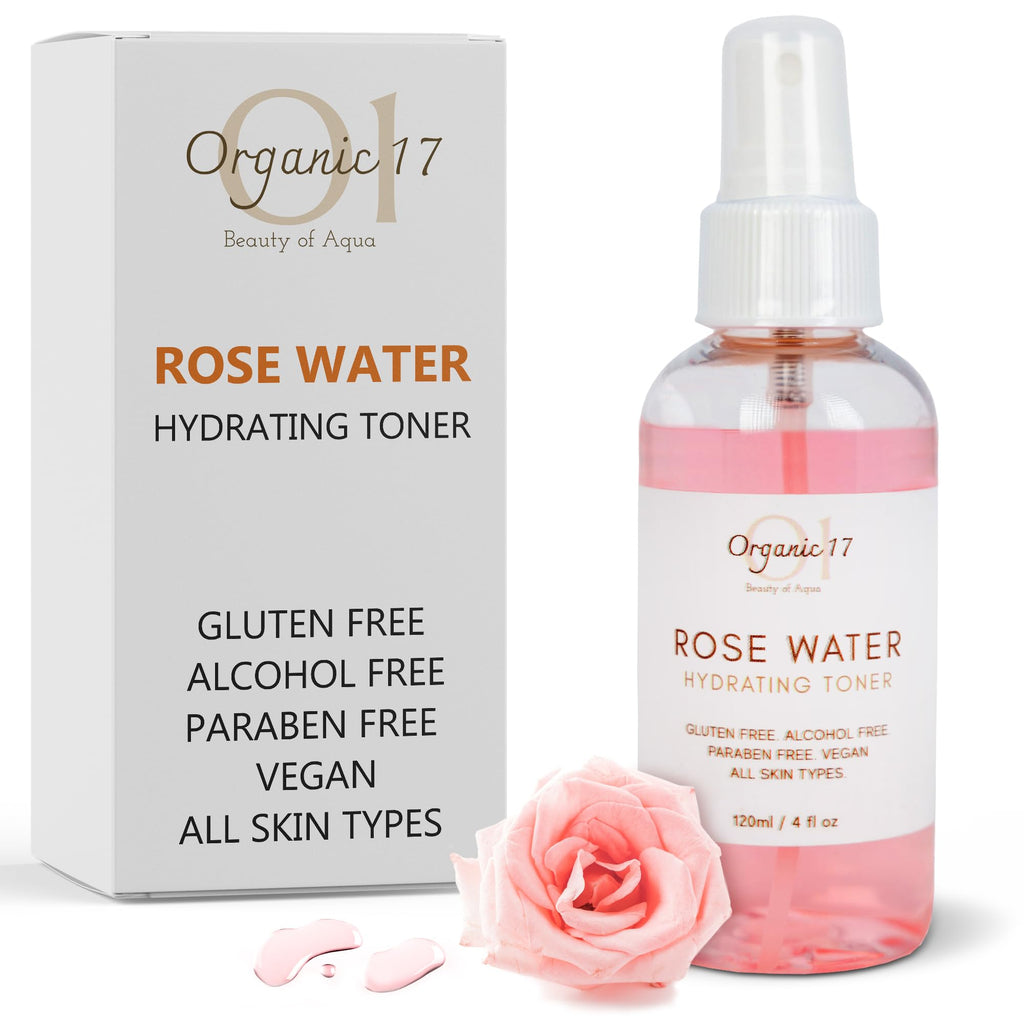 Rose Water Hydrating Toner Spray | Organic Aloe Vera & Hibiscus, Alcohol-Free, Dermatologist Tested, 120ml