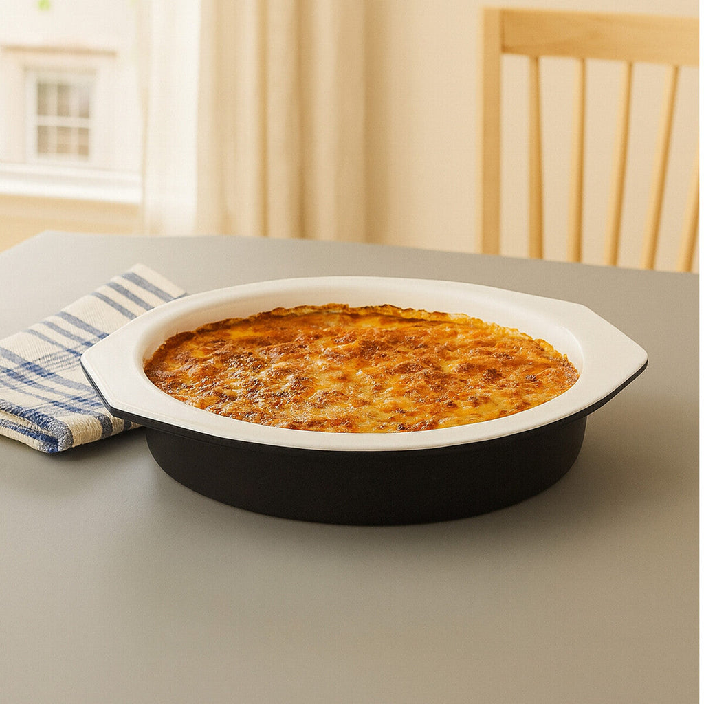Black Round 27cm Baking Dish with Handles | Ecocook