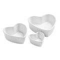 Amour White Stoneware Oven Dish Set of 3 with Heart Shape