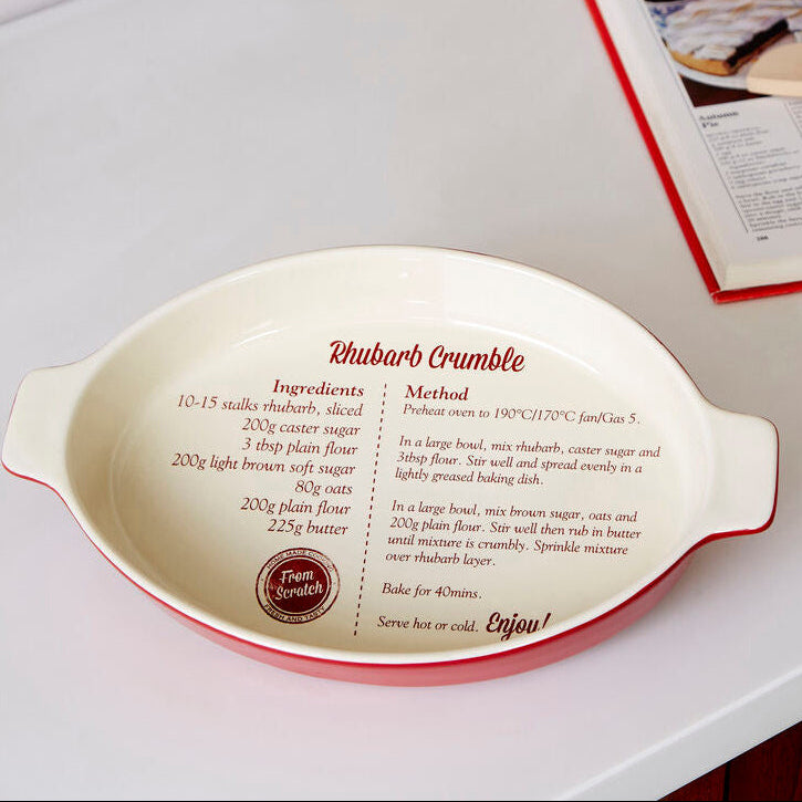 From Scratch Red Stoneware Oval Baking Dish