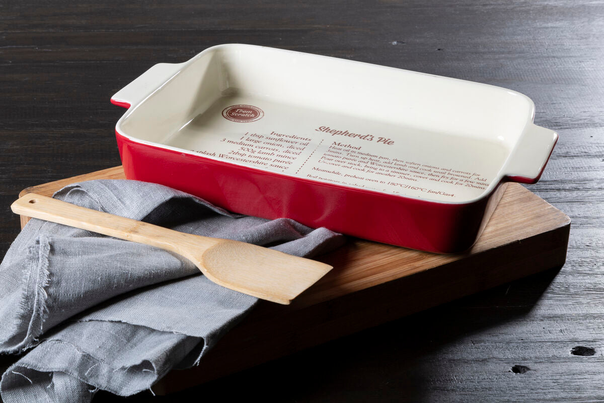 From Scratch Red Stoneware Rectangular Baking Dish