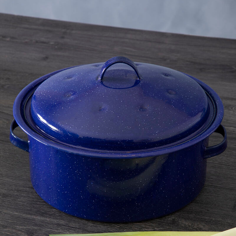 Carvara Round Self Basting Blue Enamel Roaster