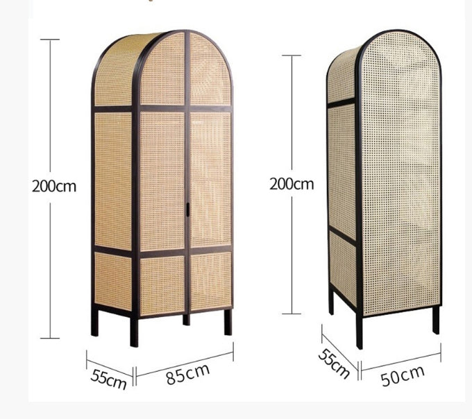 Melisa Rattan Wardrobe, Oak, Solid Wood