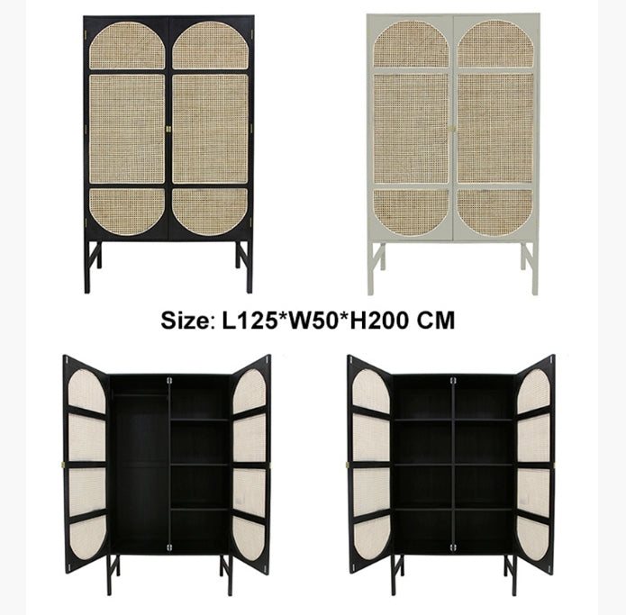 Tandy Black Rattan Wardrobe