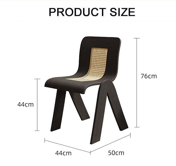 Verna Curve Dining Chair, Black & Rattan