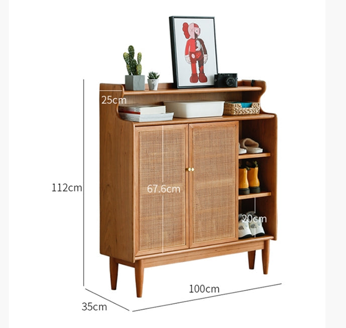 Pavia Shoe Storage, Rattan & Oak